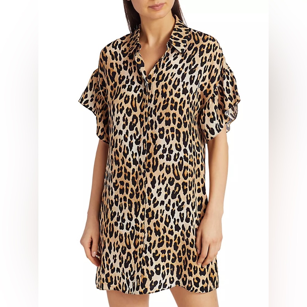 Alice + Olivia Jude Tunic Leopard Print Shirt Dress - Size Small EUC - Picture 3 of 8